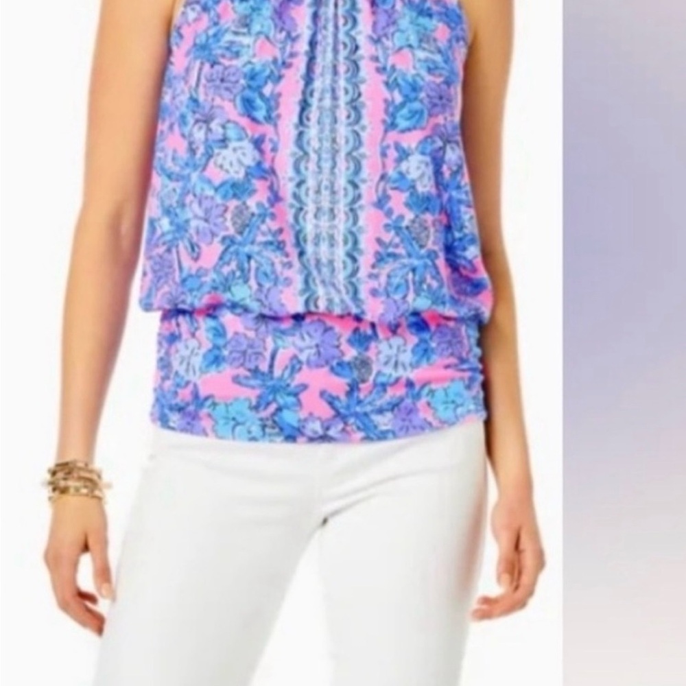 Lilly Pulitzer Pink and Blue Floral Blouse